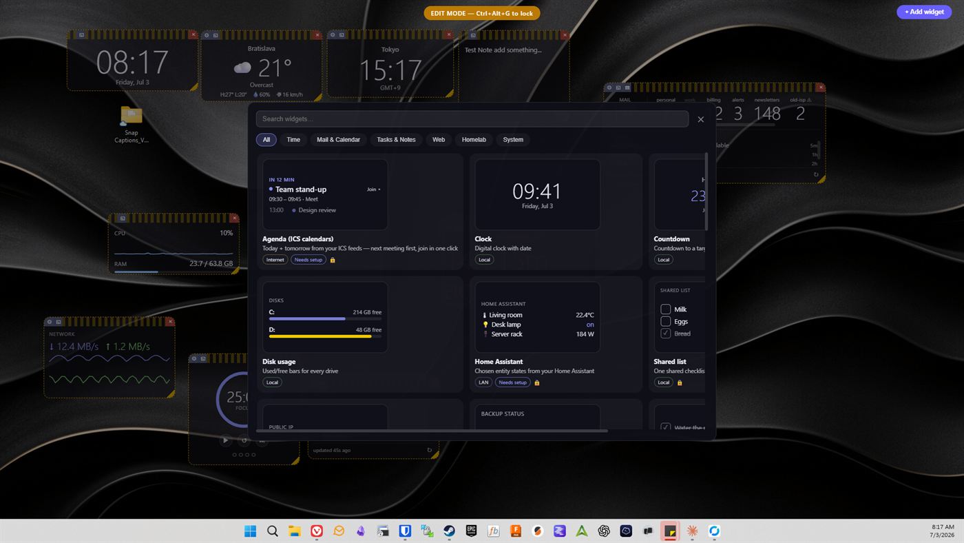 GlanceDock screenshot: library