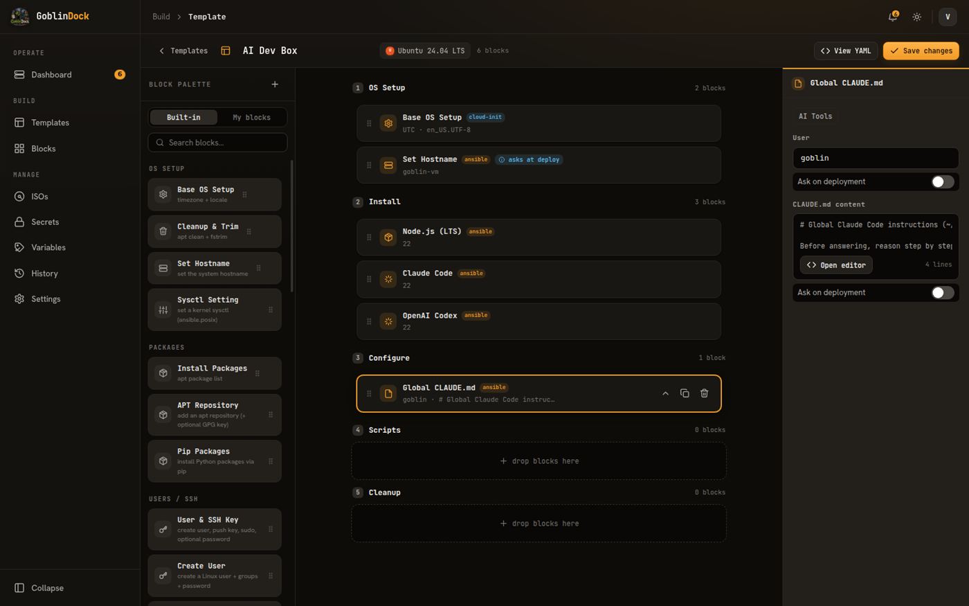 GoblinDock screenshot: builder